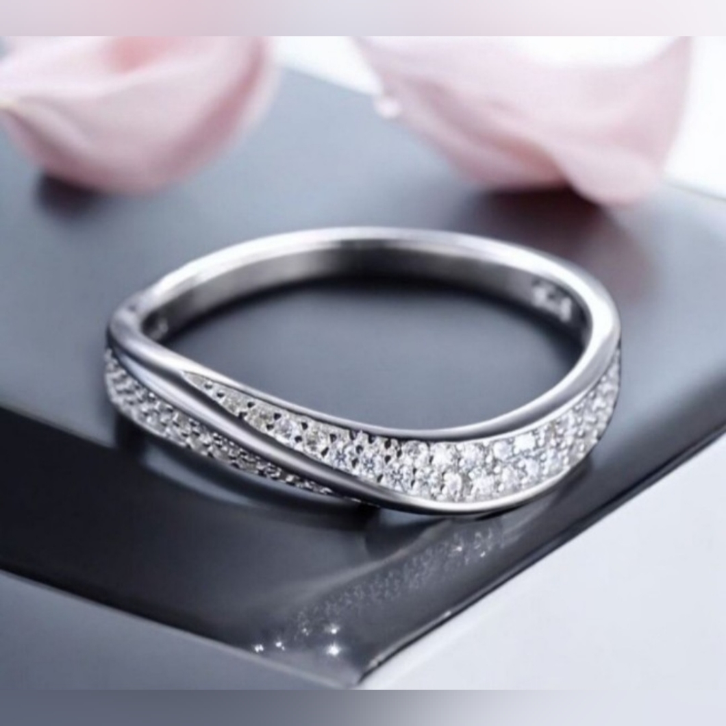Sterling Silver Cubic Zirconia Swirl Ring Womens Jewelry